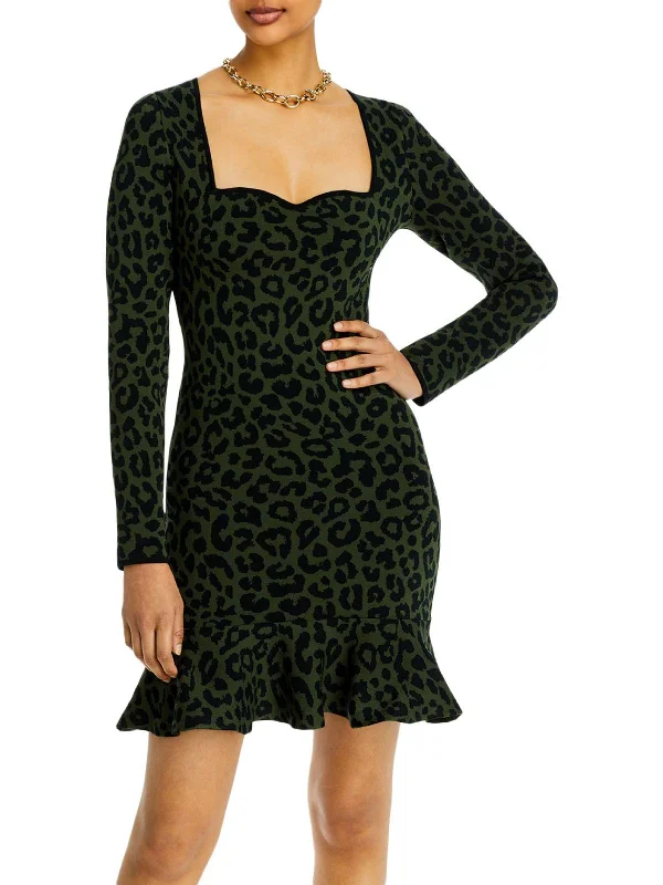 Deal Dash Womens Leopard Jacquard Bodycon Dress