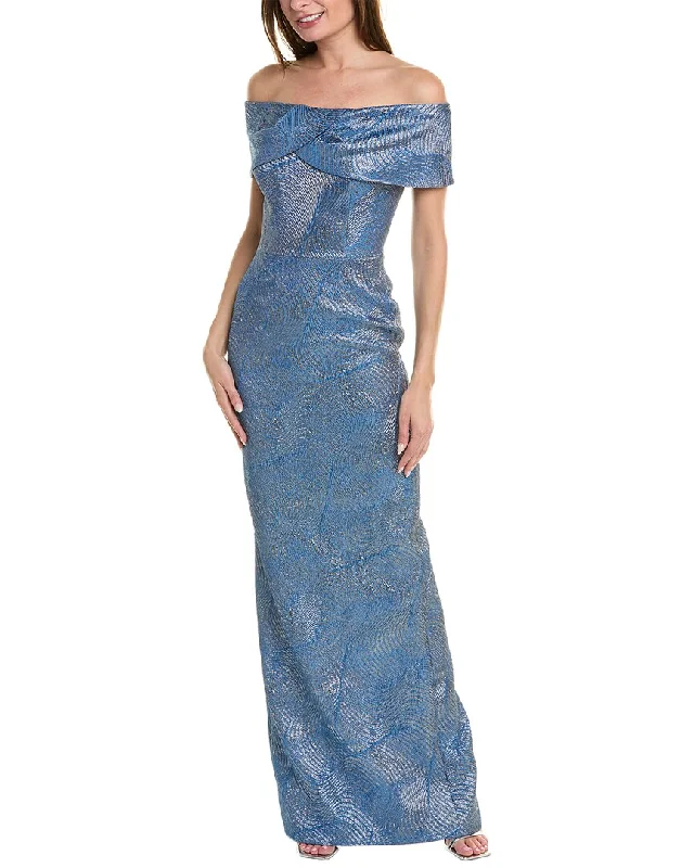 TIME-Limited Offer Teri Jon by Rickie Freeman Metallic Jacquard Gown