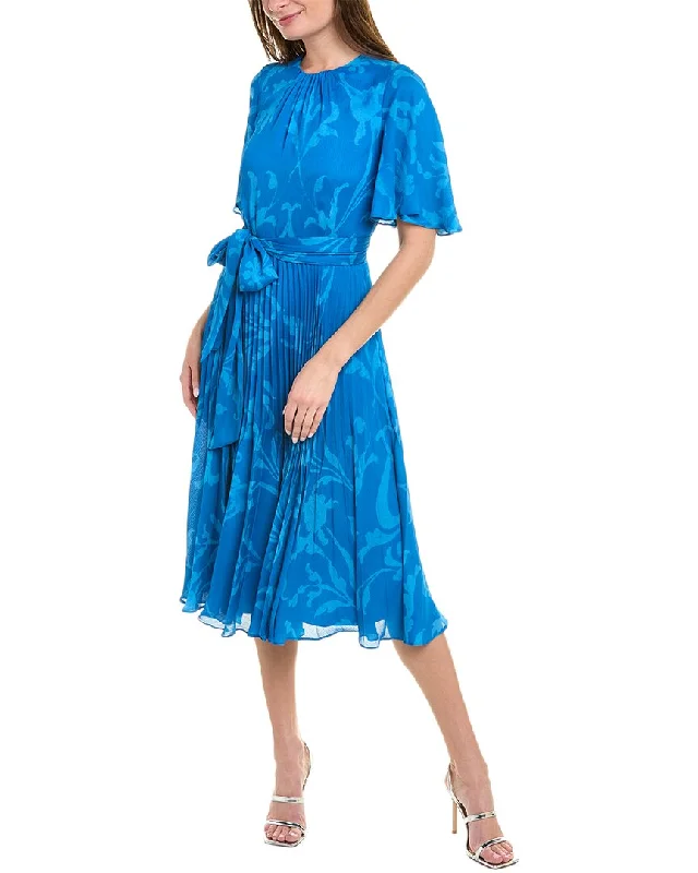 Midnight Madness Teri Jon by Rickie Freeman Flutter Sleeve Midi Dress