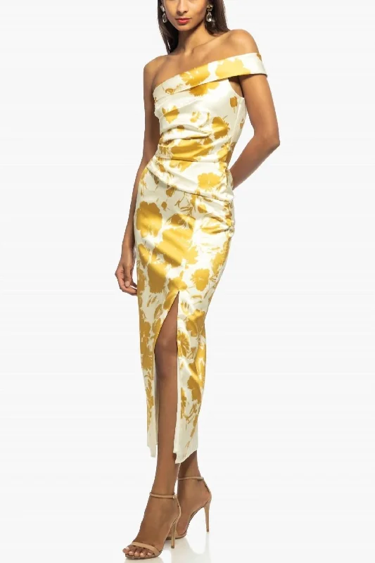 Weekend Special Desiree Dress In Ivory/golden Yellow
