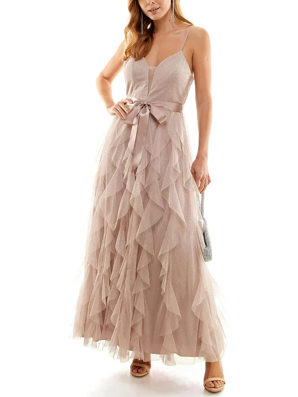 Big Discounts Juniors Womens Glitter Long Evening Dress