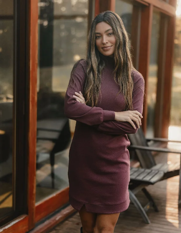 Great Deals Puremeso Mock Neck Dress in Wine