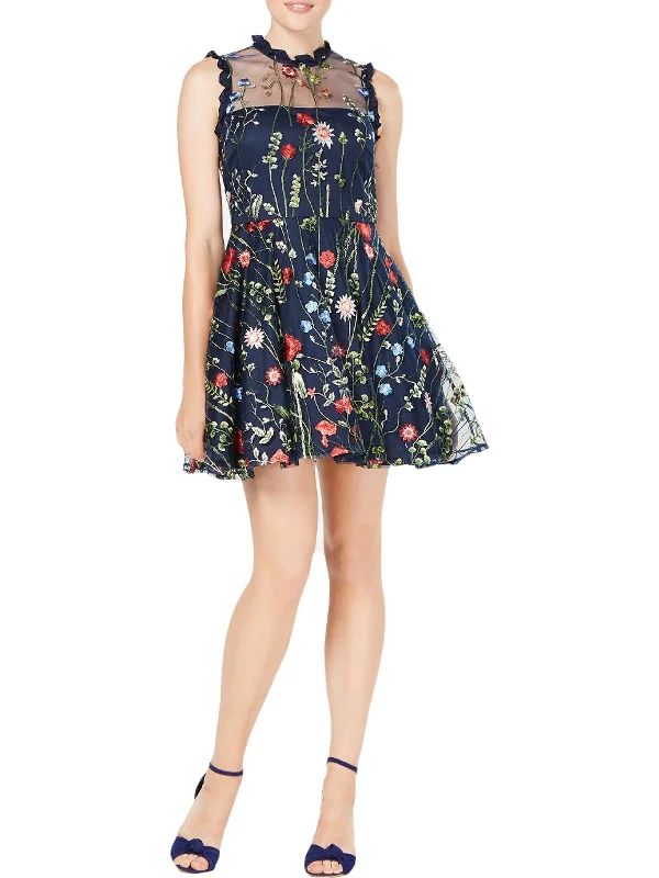 Best Bargains Juniors Womens Floral Short Fit & Flare Dress