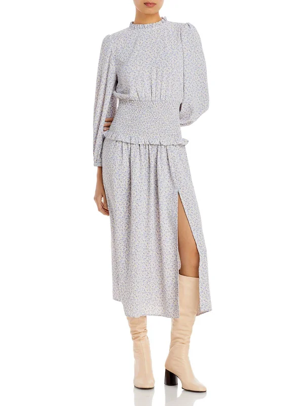 Lowest Price Womens Smocked Floral Midi Dress