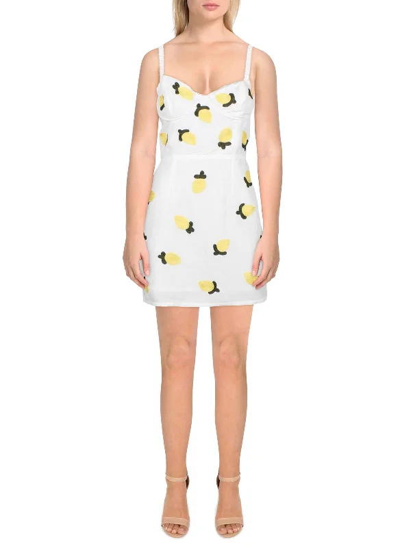 New Deals Womens Linen Blend Mini Sundress