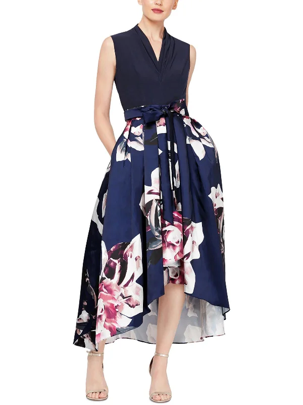 Huge Savings Petites Womens Printed Midi Fit & Flare Dress