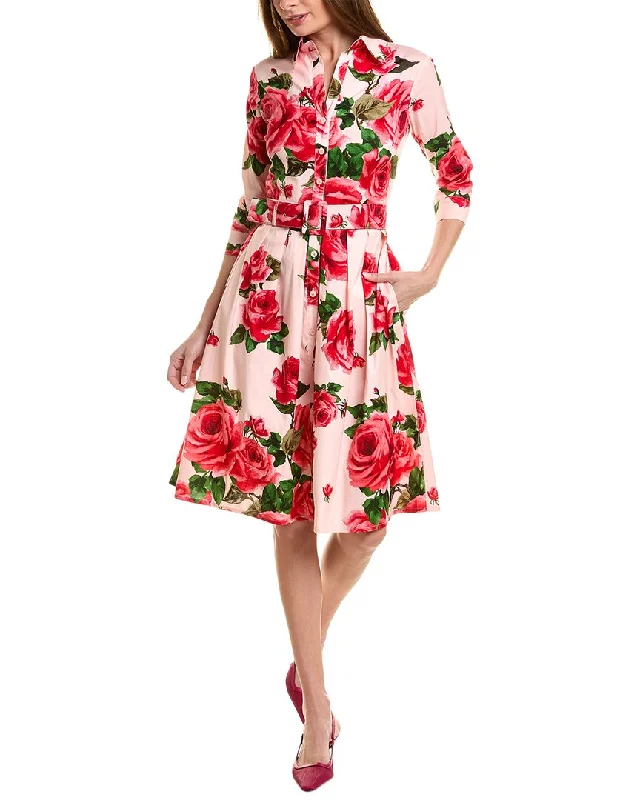 Year-End Sale Samantha Sung Audrey 1 3/4-Sleeve Shirtdress