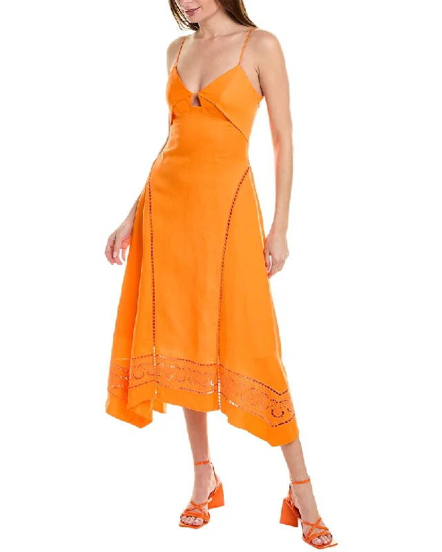 Instant Discount SIMKHAI Valeria Linen-Blend Midi Dress