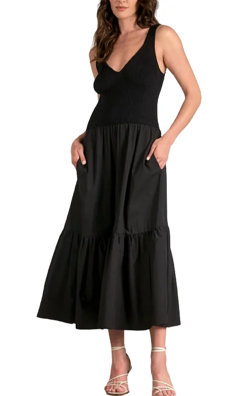 Price Buster Mixed Media Dress In Black