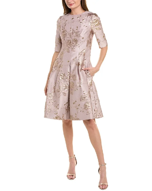 Reduced Prices Teri Jon by Rickie Freeman Metallic Jacquard A-Line Dress