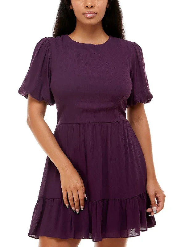 Extra Savings Juniors Womens Cut-Out Smocked Fit & Flare Dress