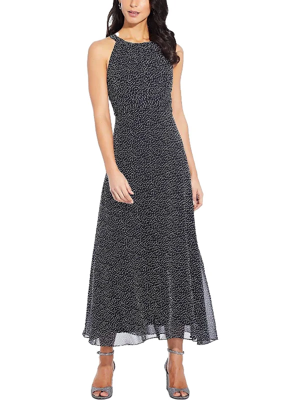 Best Bargains Womens Chiffon Dot Print Midi Dress