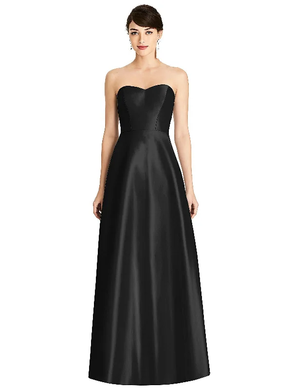 Holiday Sale Strapless A-Line Satin Dress with Pockets
