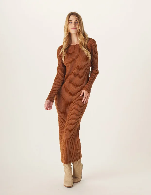 Best Deals Ava Ribbed Maxi Dress in Clay