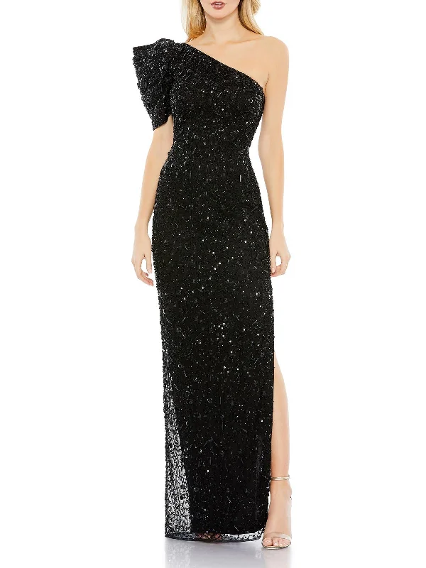 New Arrival Womens Embellished One Shoulder Evening Dress