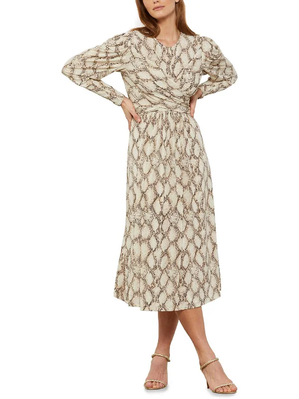 Act Fast Womens Faux Wrap Animal Print Wrap Dress