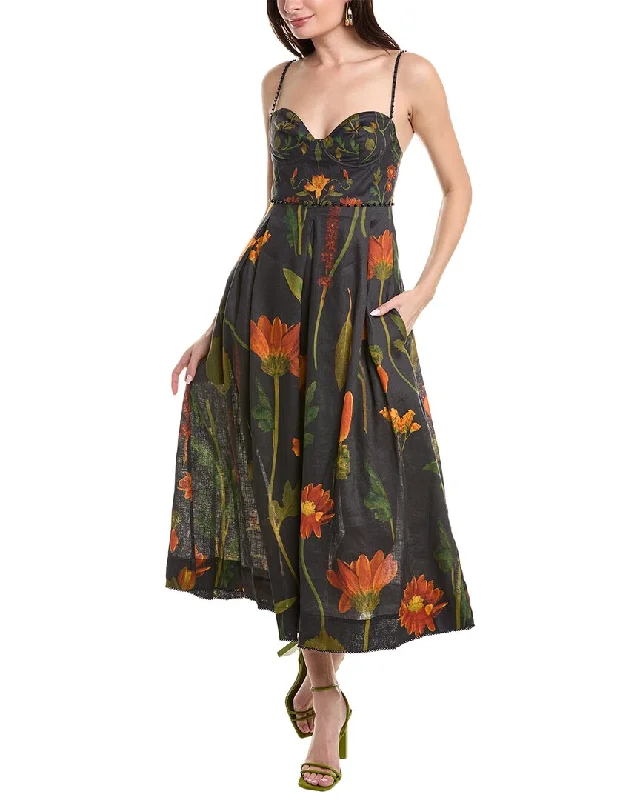 Weekend Deal Agua Bendita Mambo Primavera Linen Midi Dress