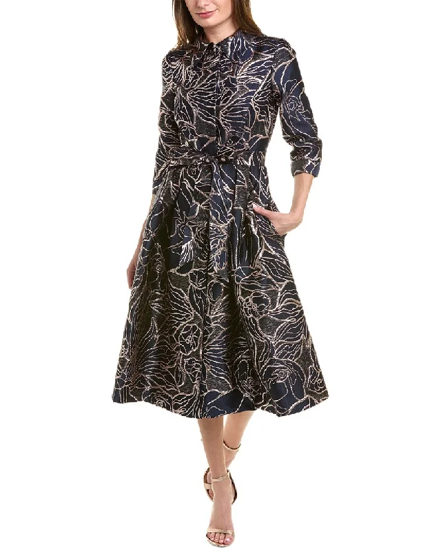 Steals and Deals Teri Jon by Rickie Freeman Metallic Jacquard Cocktail Dress