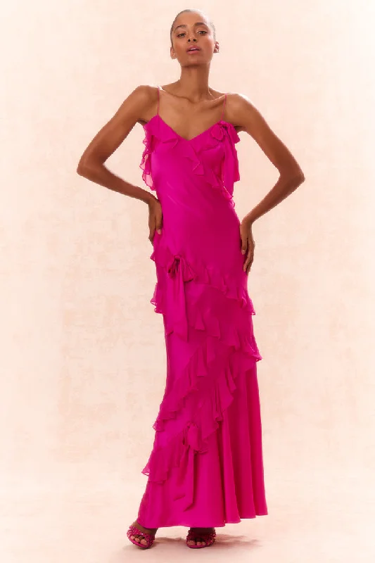 Steals and Deals Rialto Silk Ruffle Maxi Dress