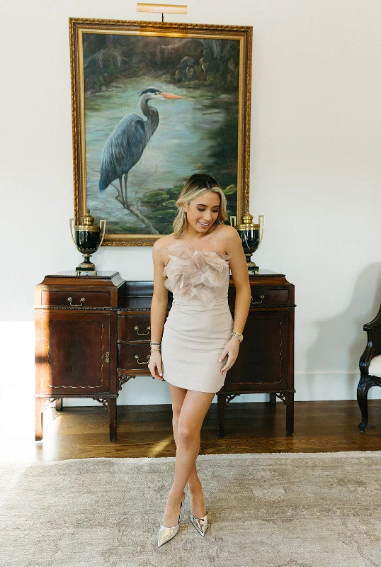 Price Cut Garden Mini Dress - Beige