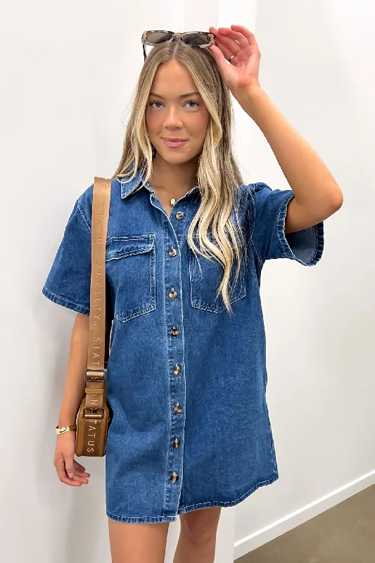 Crazy Deals Georgie Denim Mini Dress Indigo